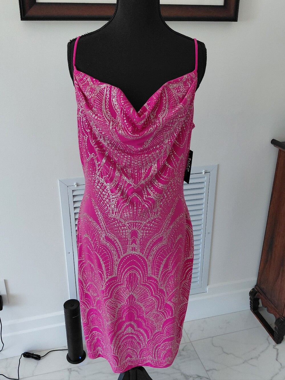 Beautiful Pink/Fuchsia With Sparkles Midi Dress